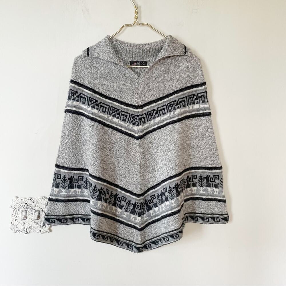 Peruvian Alpaca Wool Poncho Handmade OS